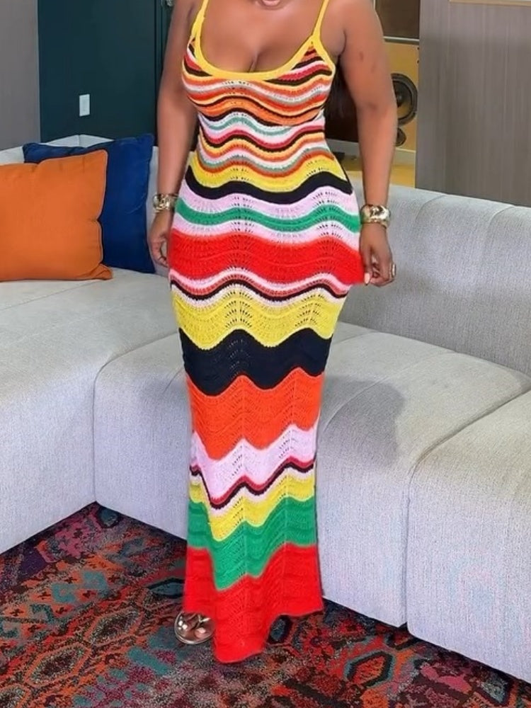 Multi Color Crochet Maxi Dress