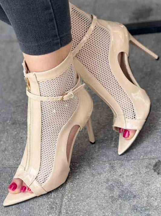 Mesh Zipper Pumps