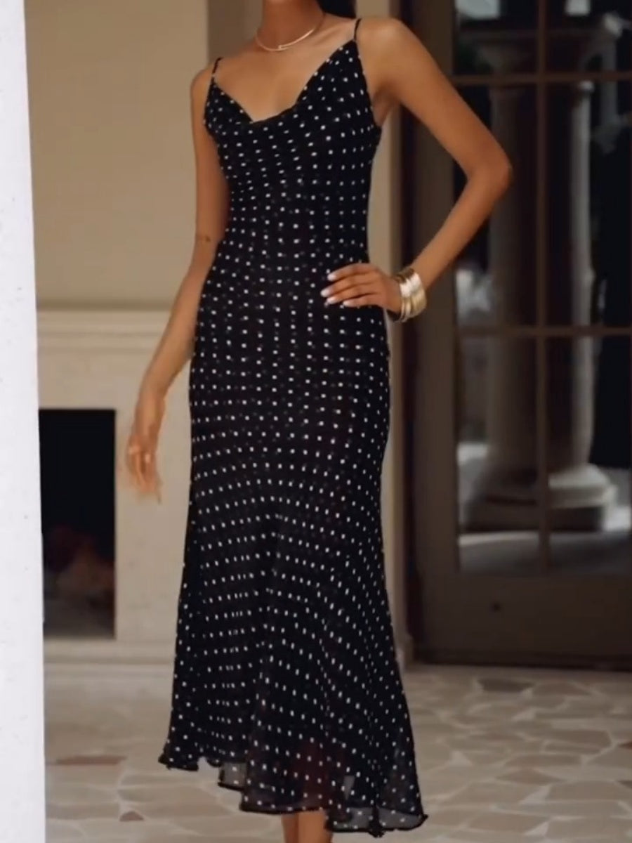 Elegant Polka Dot Maxi Dress