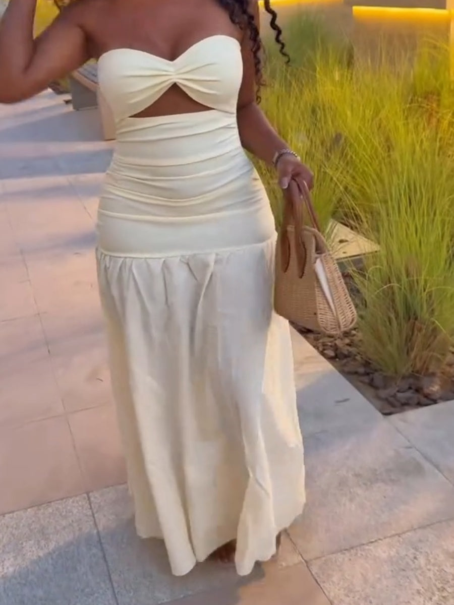 Cream Elegant Maxi Dress