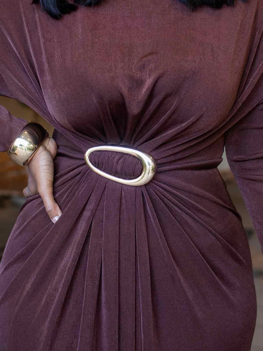 Elegant Brown Maxi Dress