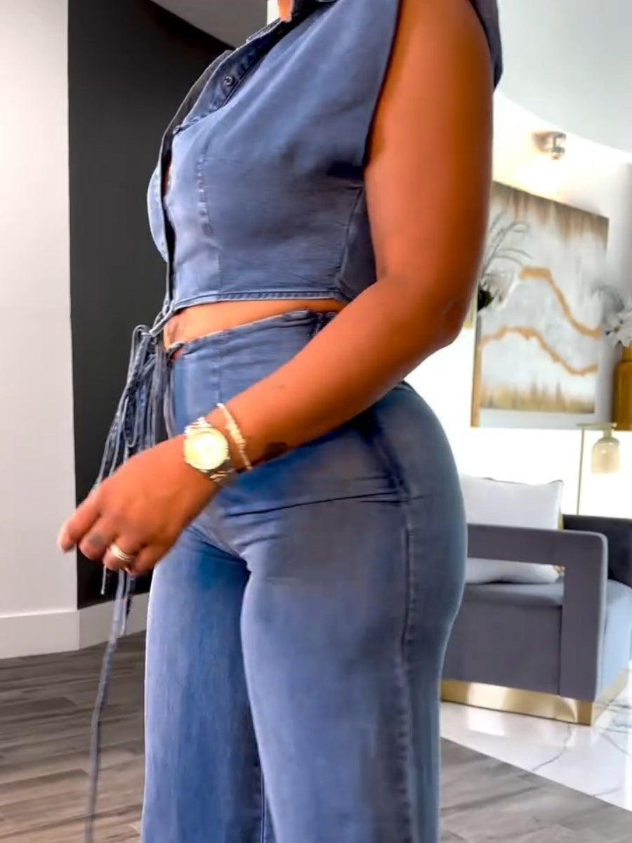 Denim Two-Piece Set