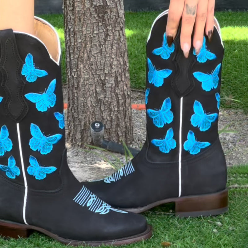 Vintage Blue Butterfly Msaid Boots