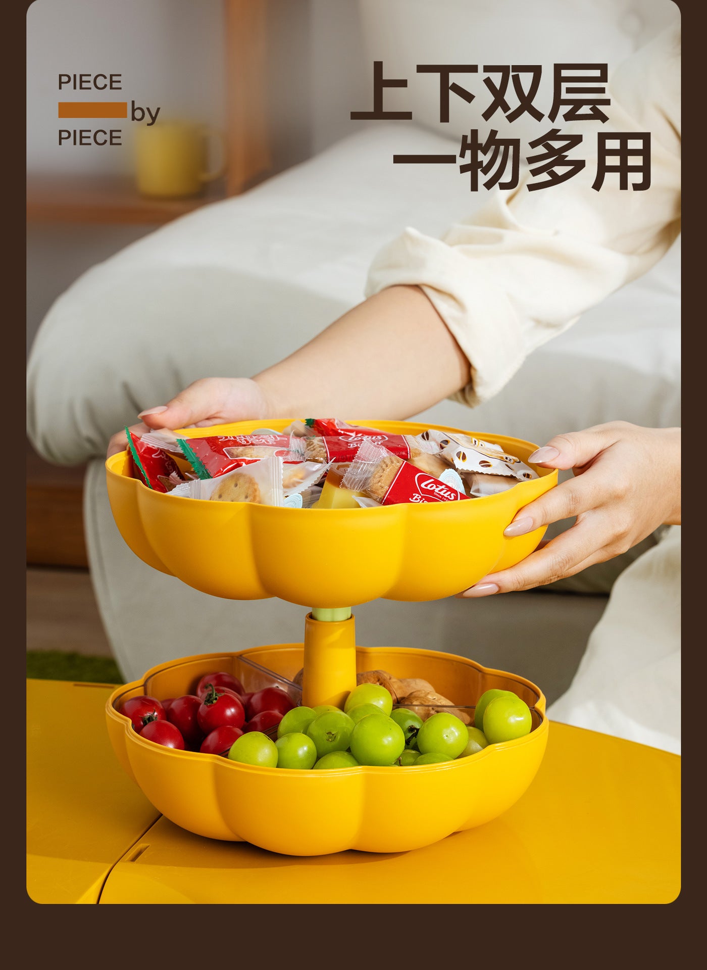 Large Pumpkin Compartment Fruit Basket Snack Plate
