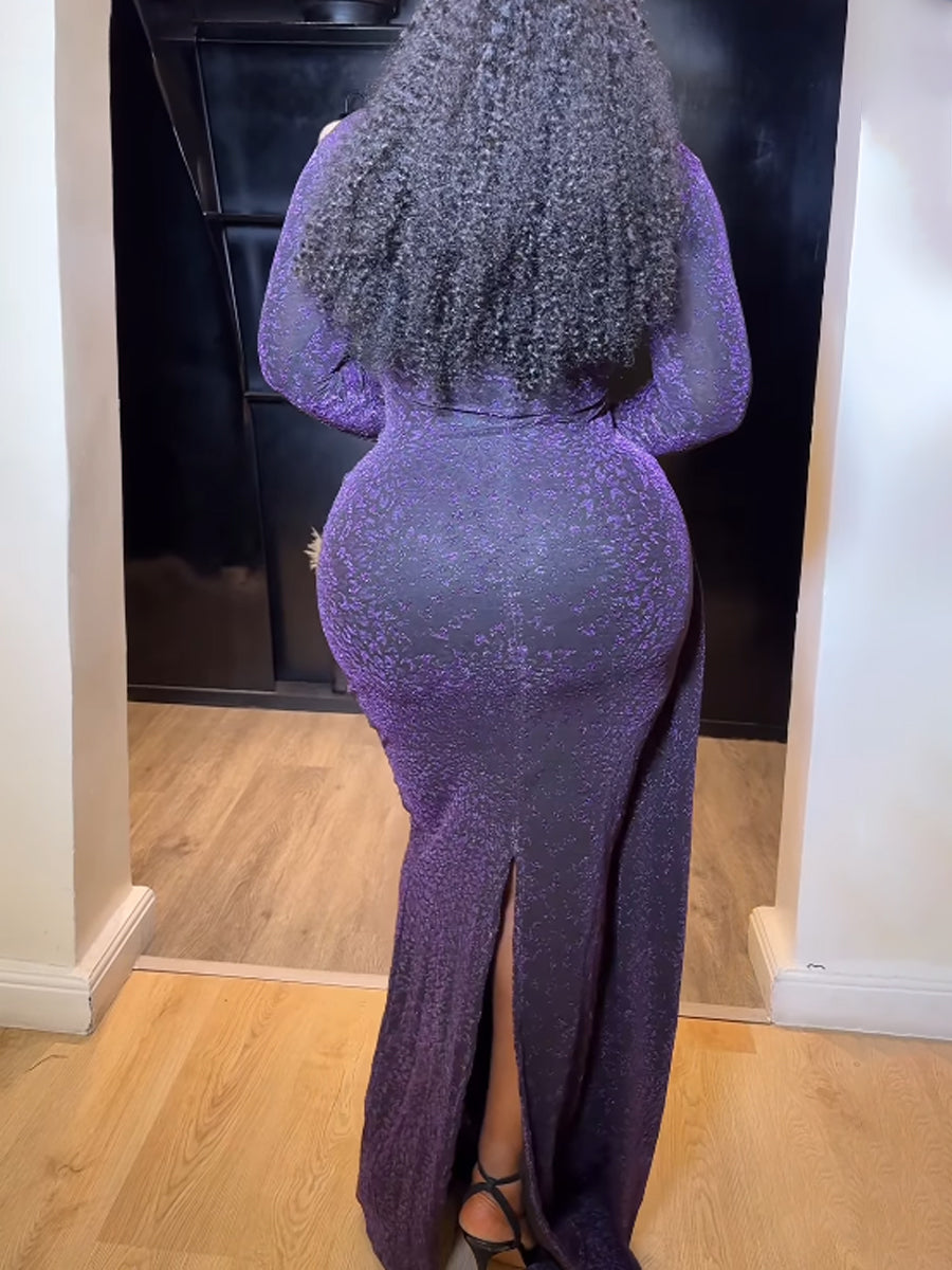 Sexy Slit Hem Maxi Stretch Dress