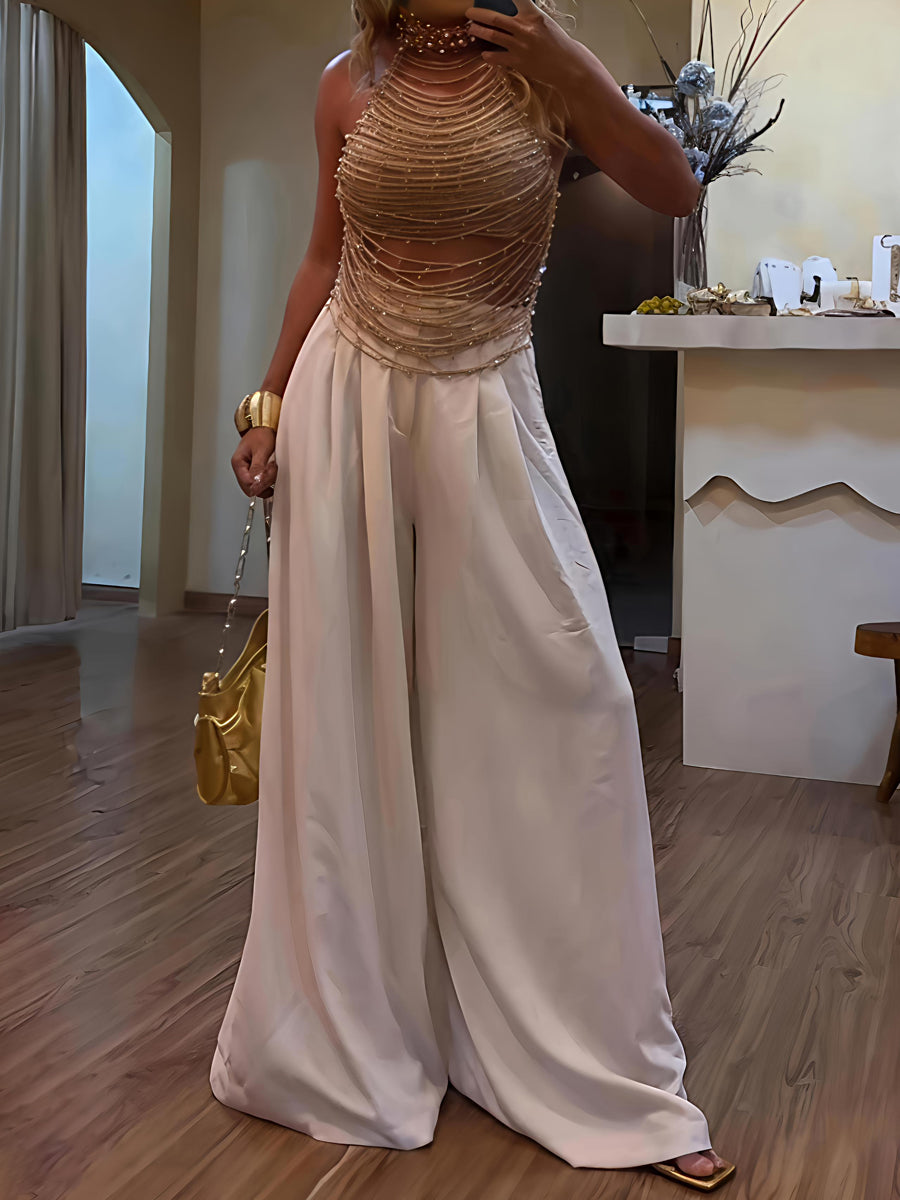 Tassel Chain Halter Neck Pearl Top Chest Chain