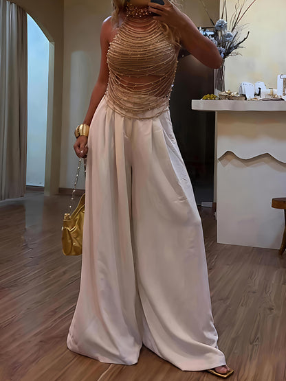 Tassel Chain Halter Neck Pearl Top Chest Chain