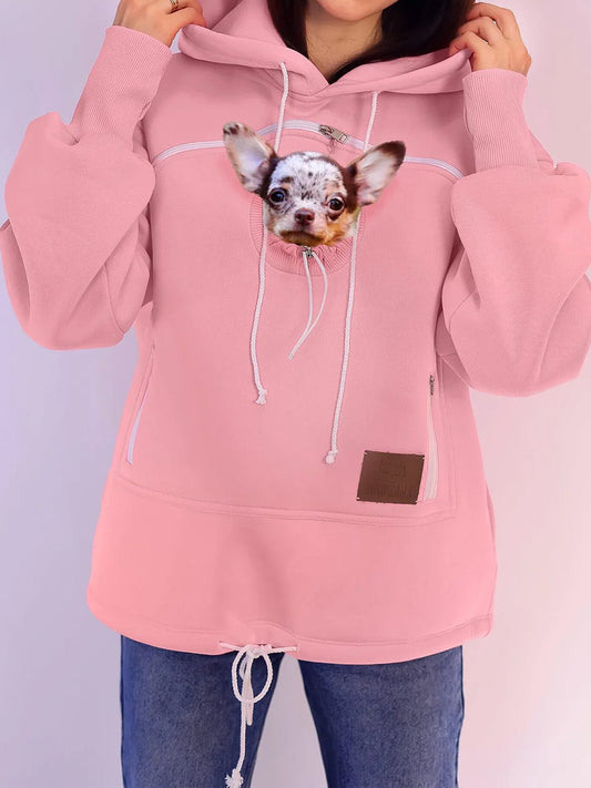 Zip Up Pockets Pet Carrier Hoodie