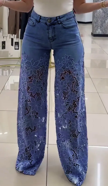 Lace-Stitched Jeans