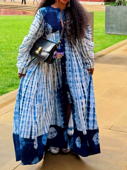 Tie-dye Straight Buckle Dress