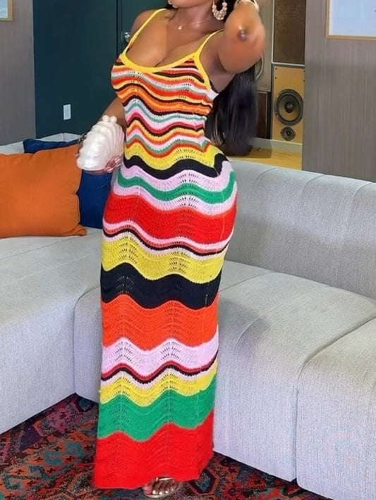 Multi Color Crochet Maxi Dress