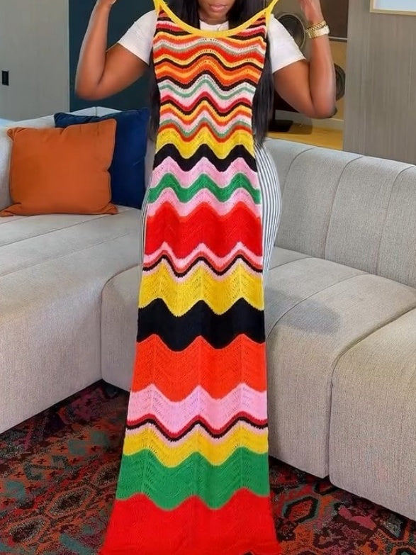 Multi Color Crochet Maxi Dress
