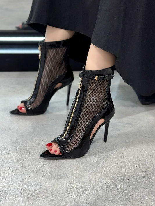 Mesh Zipper Pumps