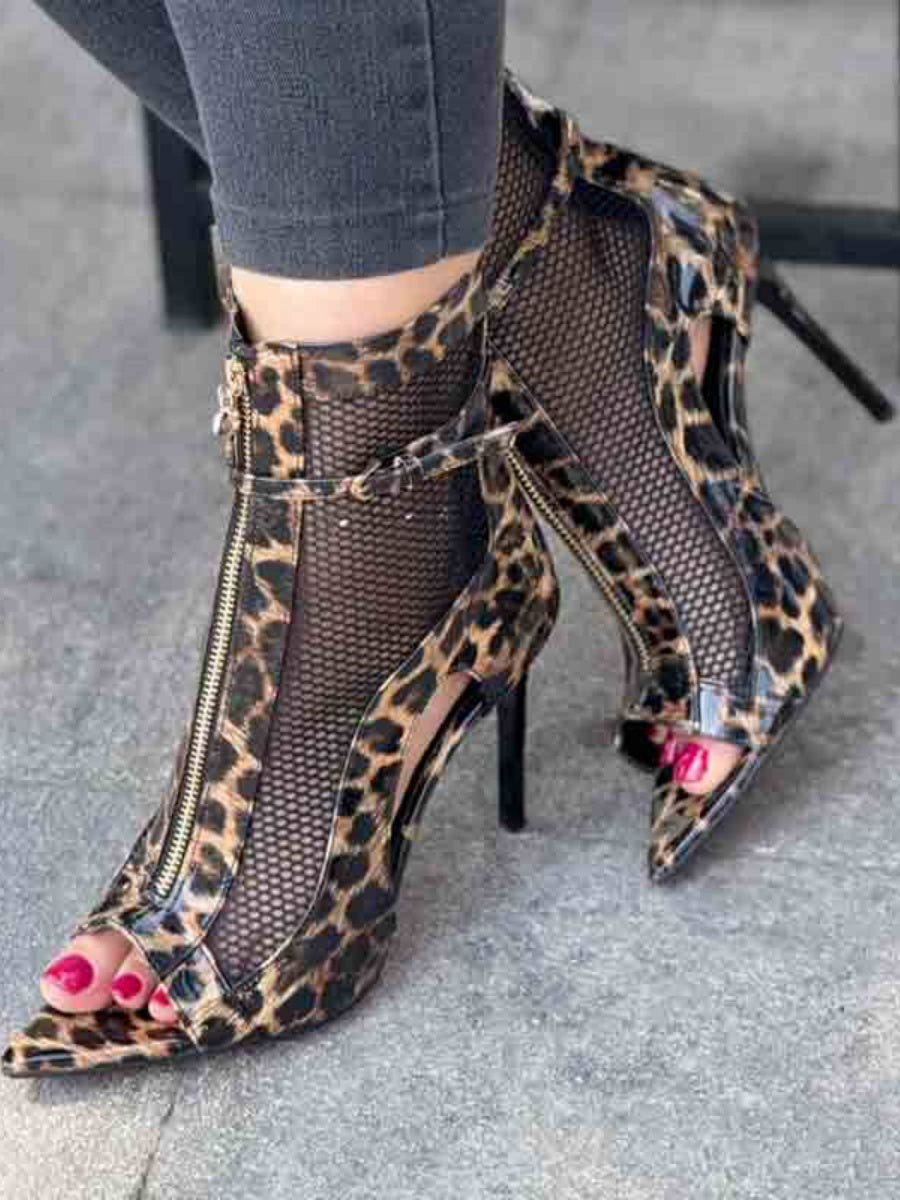 Mesh Zipper Pumps