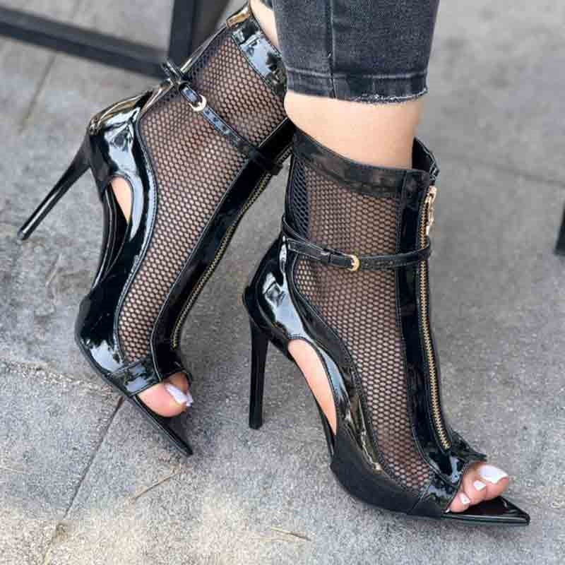Mesh Zipper Pumps