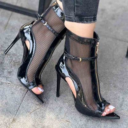 Mesh Zipper Pumps