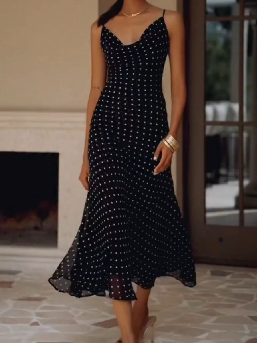 Elegant Polka Dot Maxi Dress