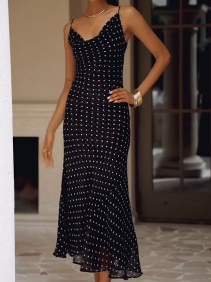 Elegant Polka Dot Maxi Dress
