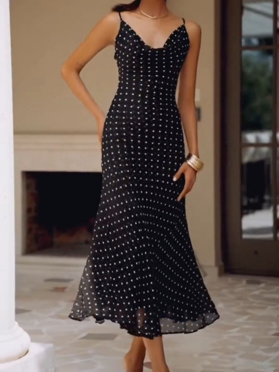 Elegant Polka Dot Maxi Dress