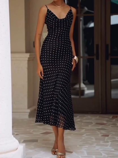 Elegant Polka Dot Maxi Dress