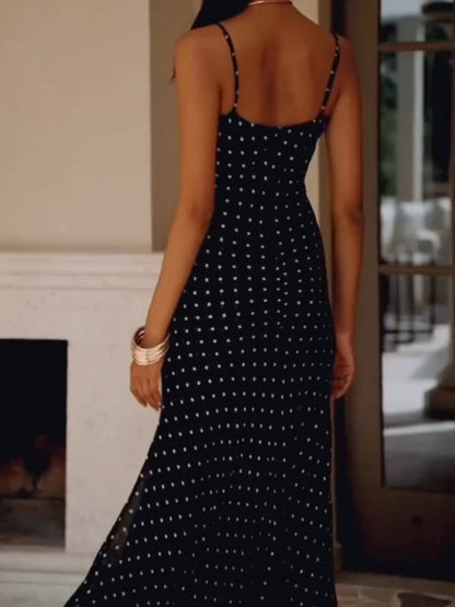 Elegant Polka Dot Maxi Dress