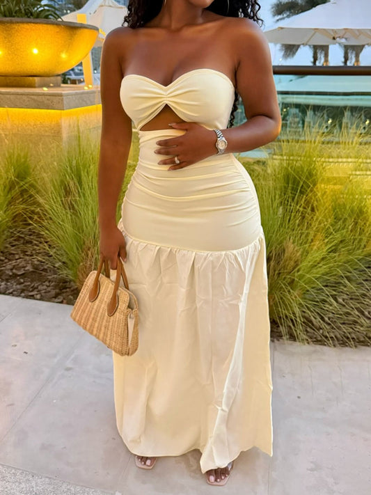 Cream Elegant Maxi Dress