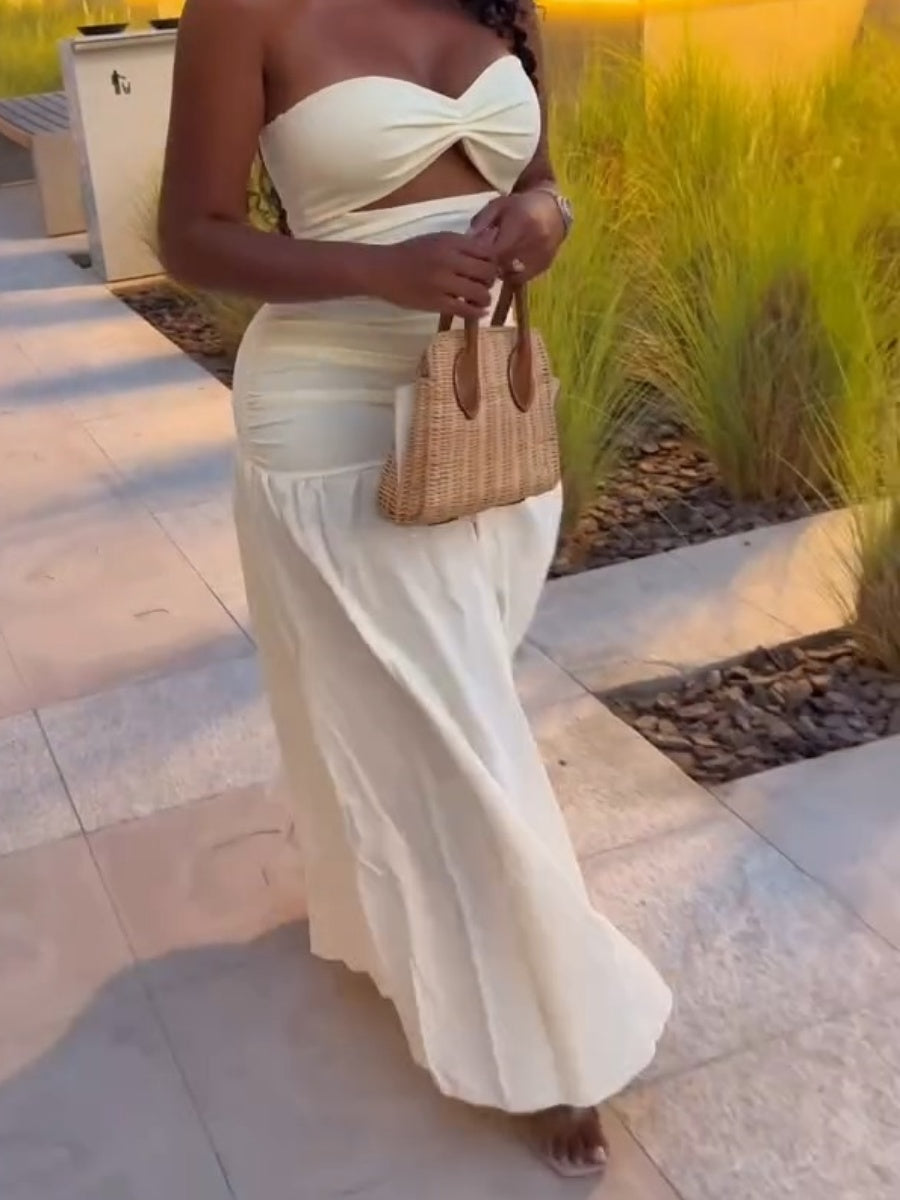 Cream Elegant Maxi Dress