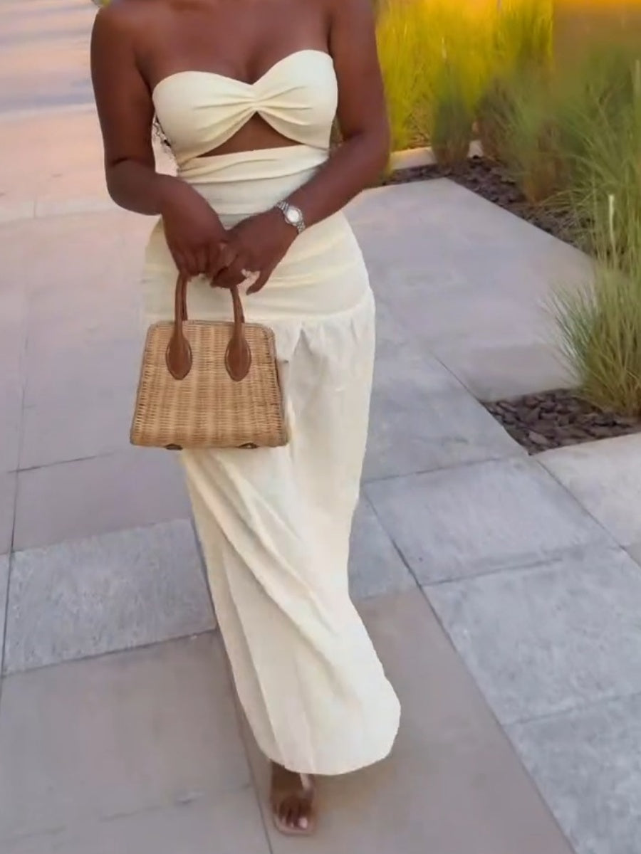 Cream Elegant Maxi Dress