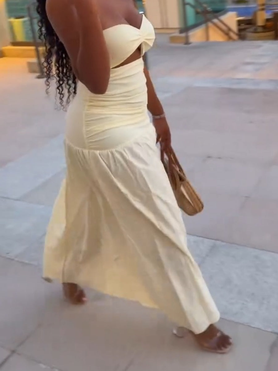 Cream Elegant Maxi Dress