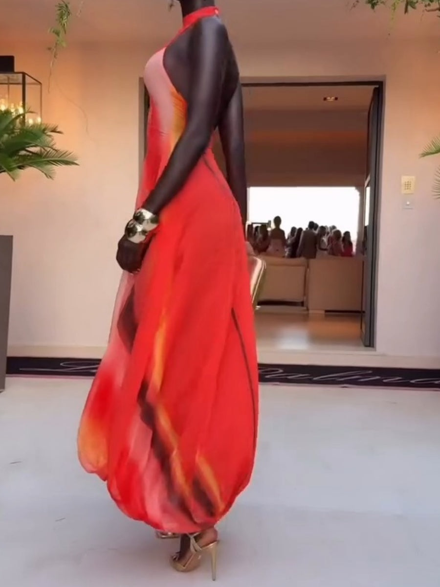 Chiffon Balloon Maxi Dress