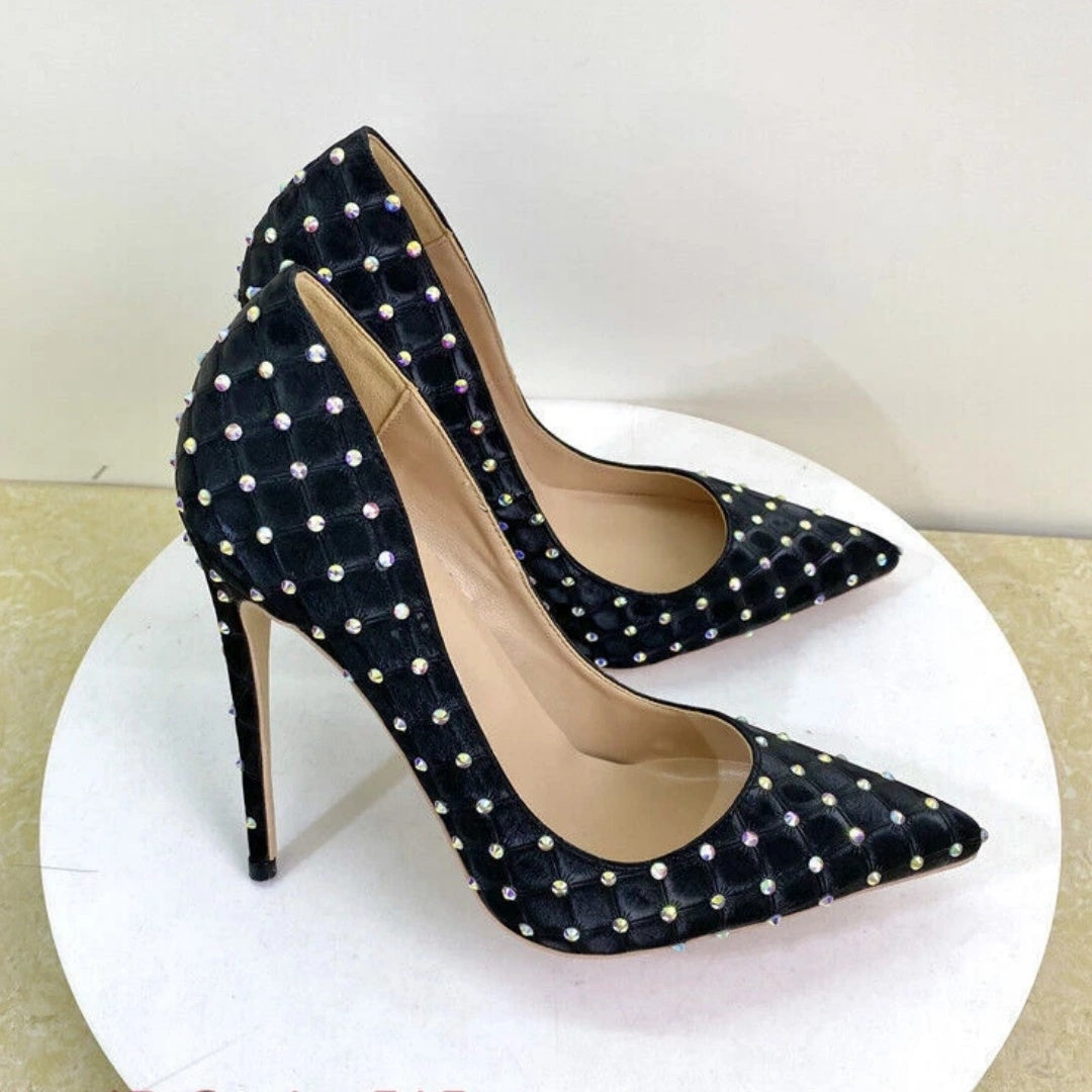 Diamond-encrusted Slip-on High Heels