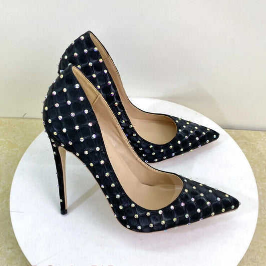Diamond-encrusted Slip-on High Heels