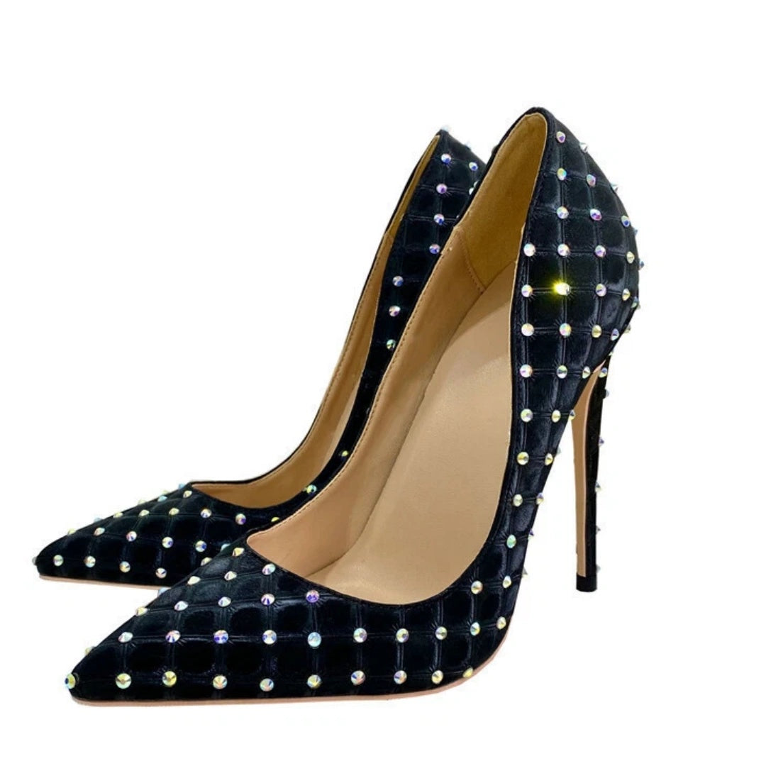 Diamond-encrusted Slip-on High Heels