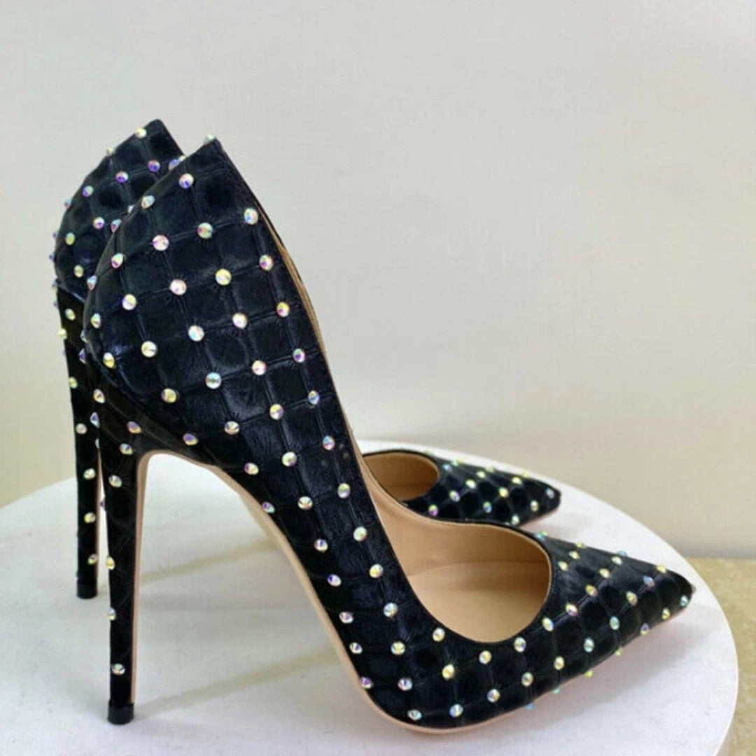 Diamond-encrusted Slip-on High Heels