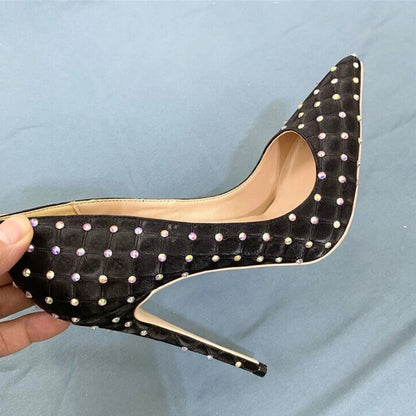 Diamond-encrusted Slip-on High Heels