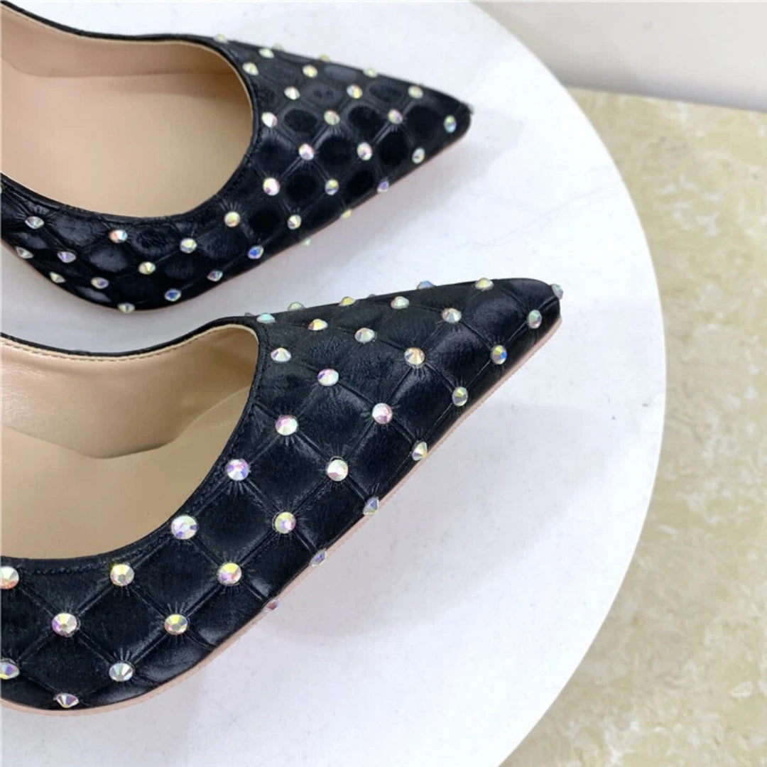 Diamond-encrusted Slip-on High Heels