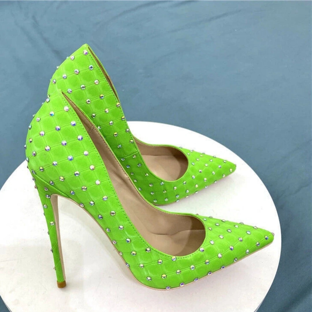 Diamond-encrusted Slip-on High Heels