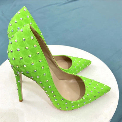 Diamond-encrusted Slip-on High Heels