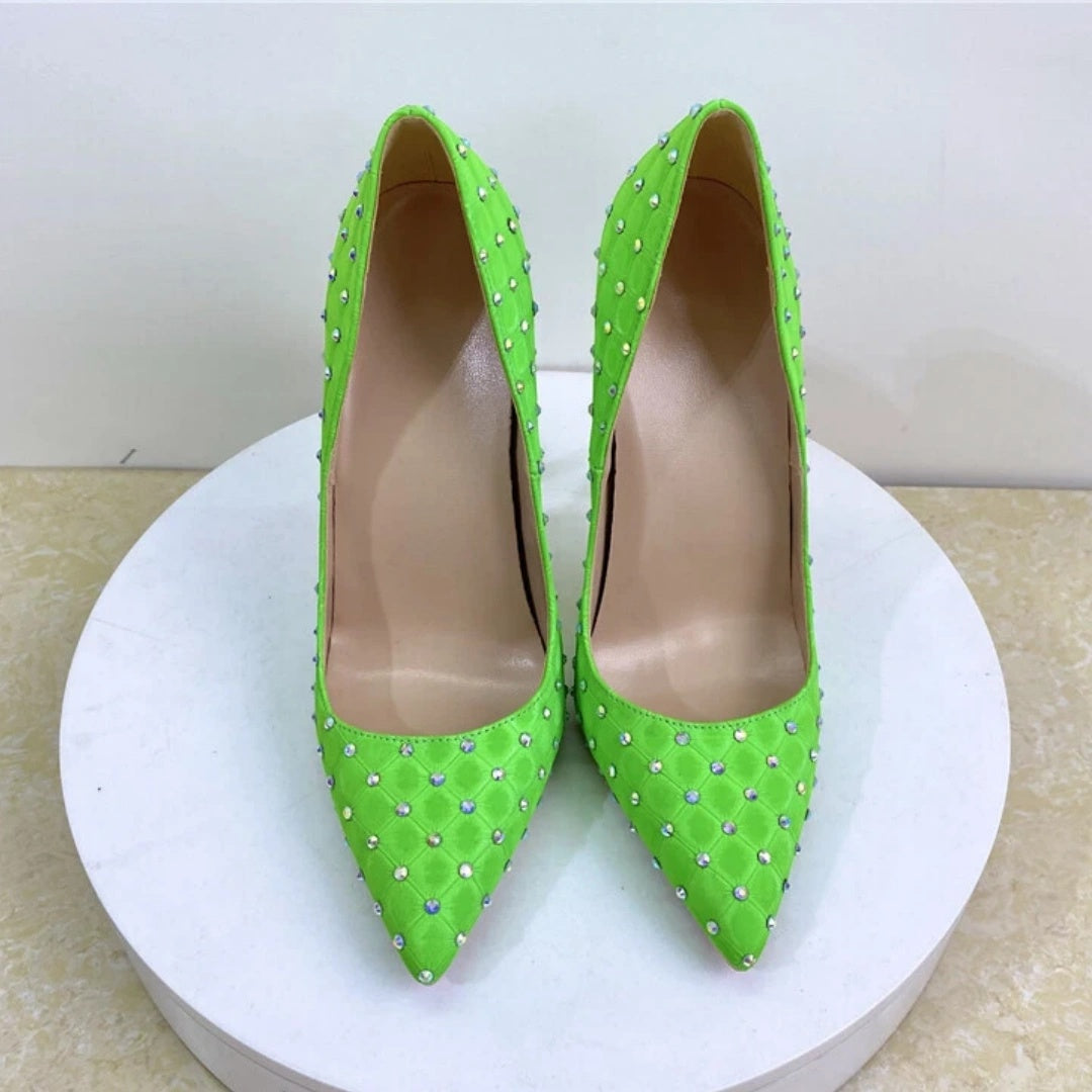 Diamond-encrusted Slip-on High Heels