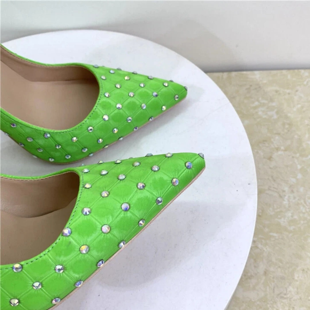 Diamond-encrusted Slip-on High Heels