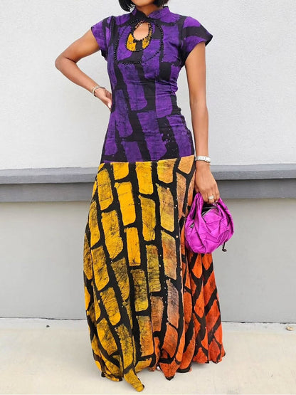 Vibrant Color Block Maxi Dress