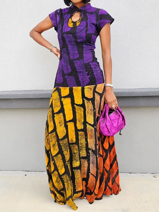 Vibrant Color Block Maxi Dress