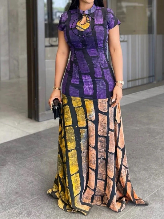 Vibrant Color Block Maxi Dress