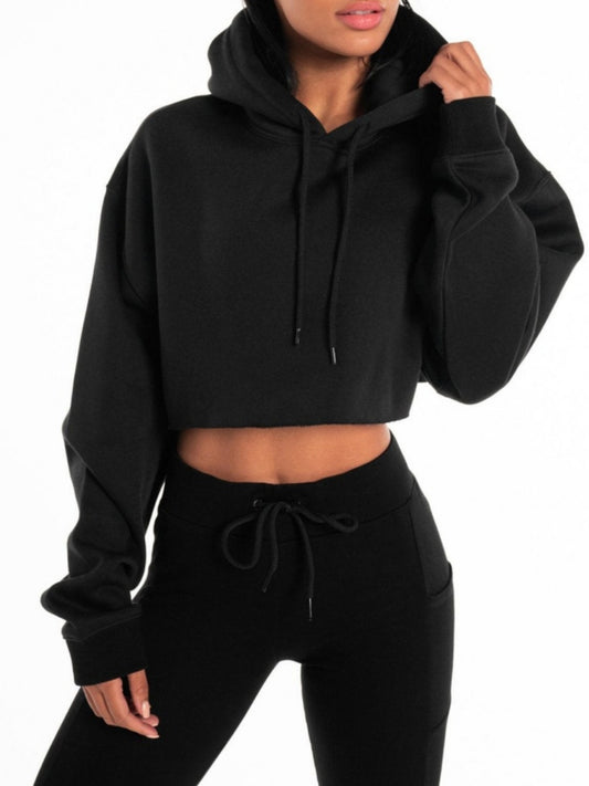 Black Cropped Hoodie