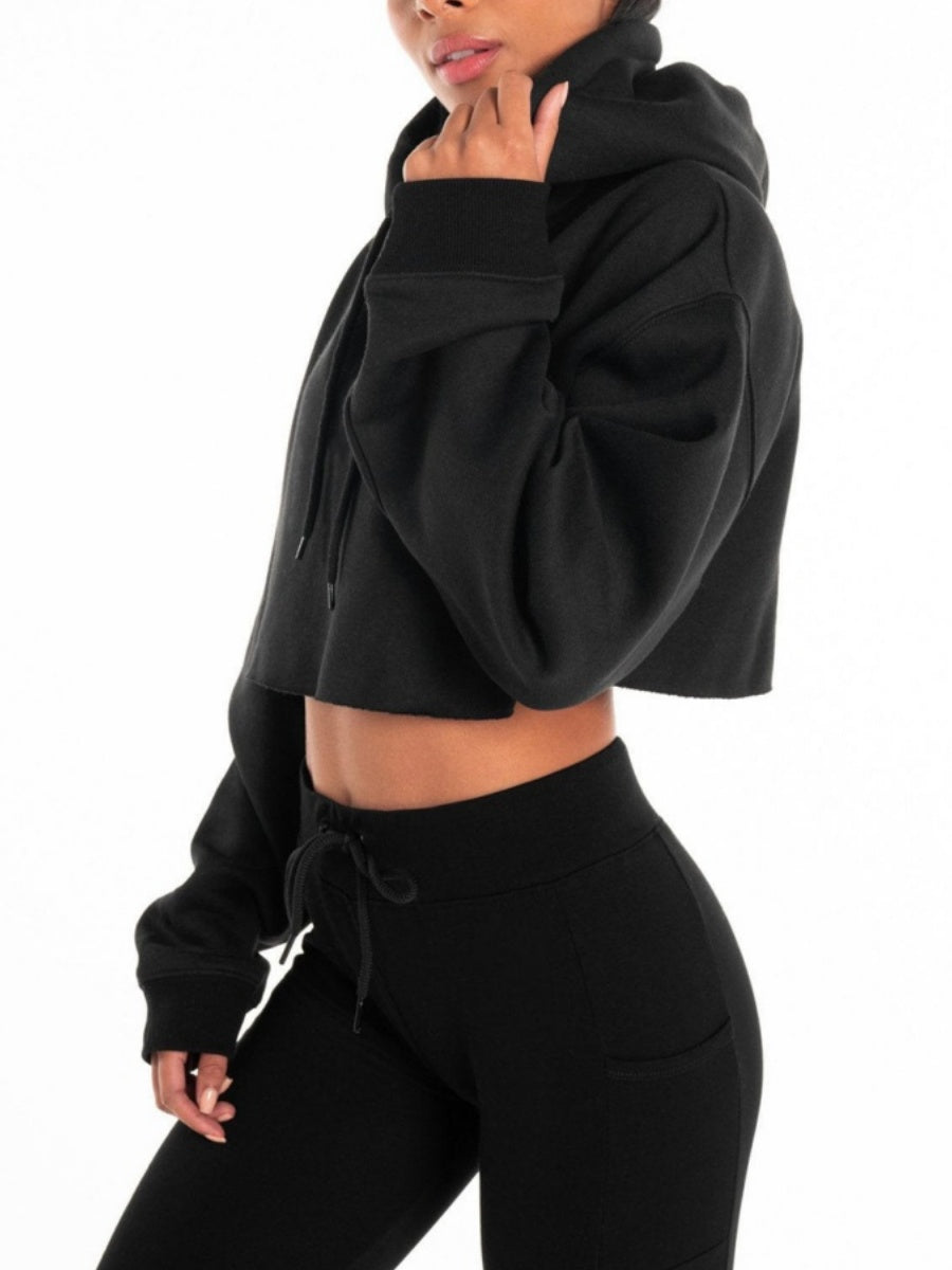 Black Cropped Hoodie