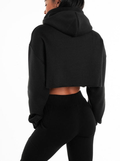 Black Cropped Hoodie