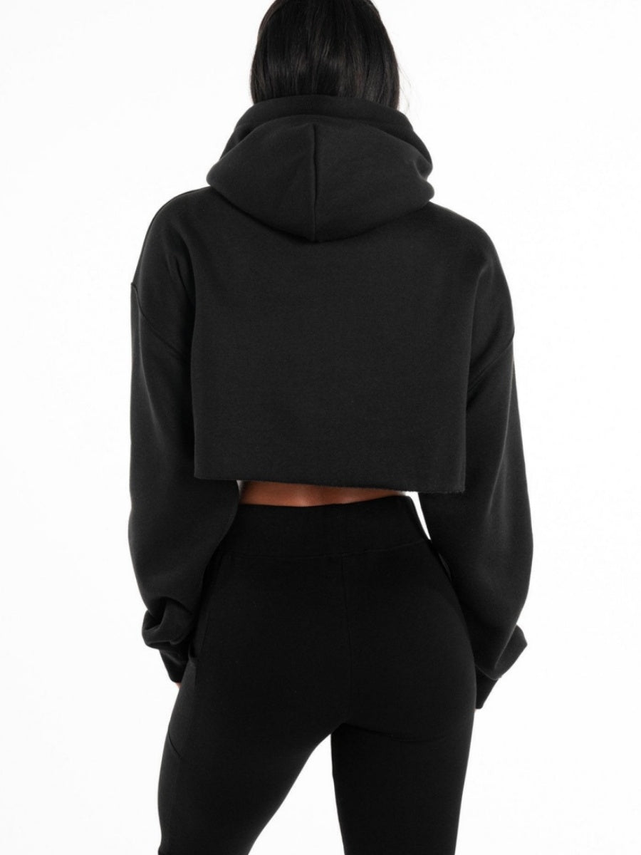 Black Cropped Hoodie