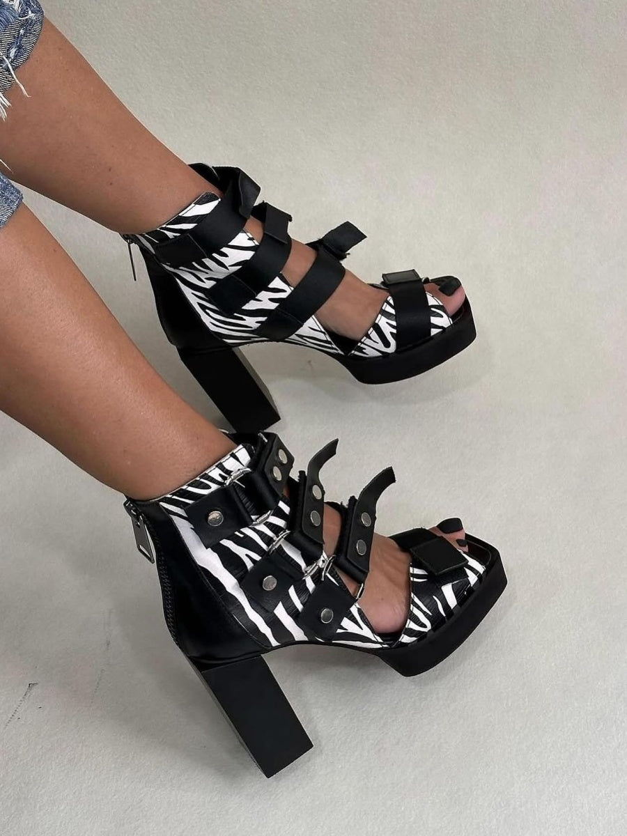 Bold Strappy Block Heel Sandals