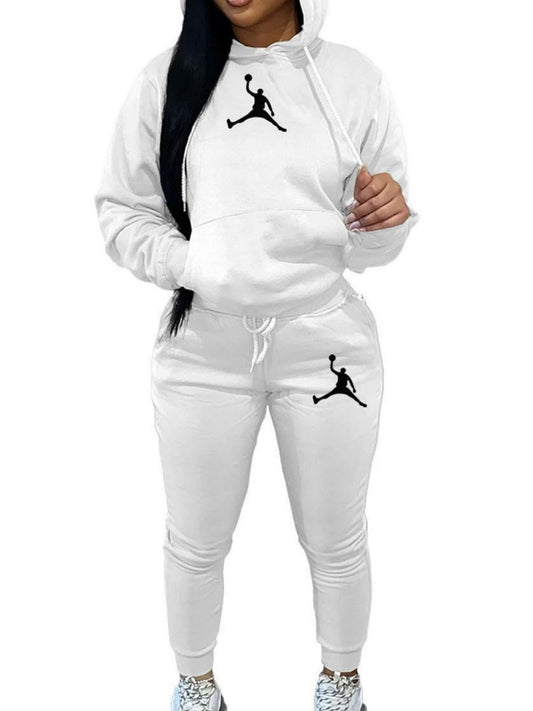Casual Hooded Sweatshirt And Sweatpants Set