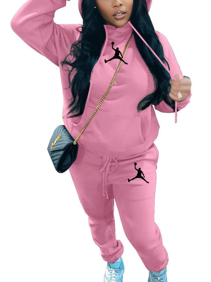 Casual Hooded Sweatshirt And Sweatpants Set